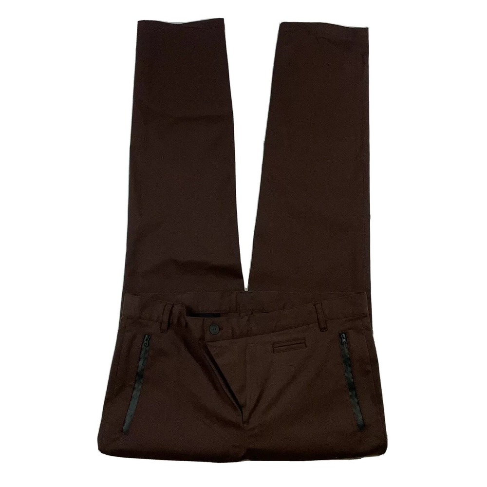 Versace Versus Mens Burgundy Cotton Chino Pants Zipper Accents 32x33